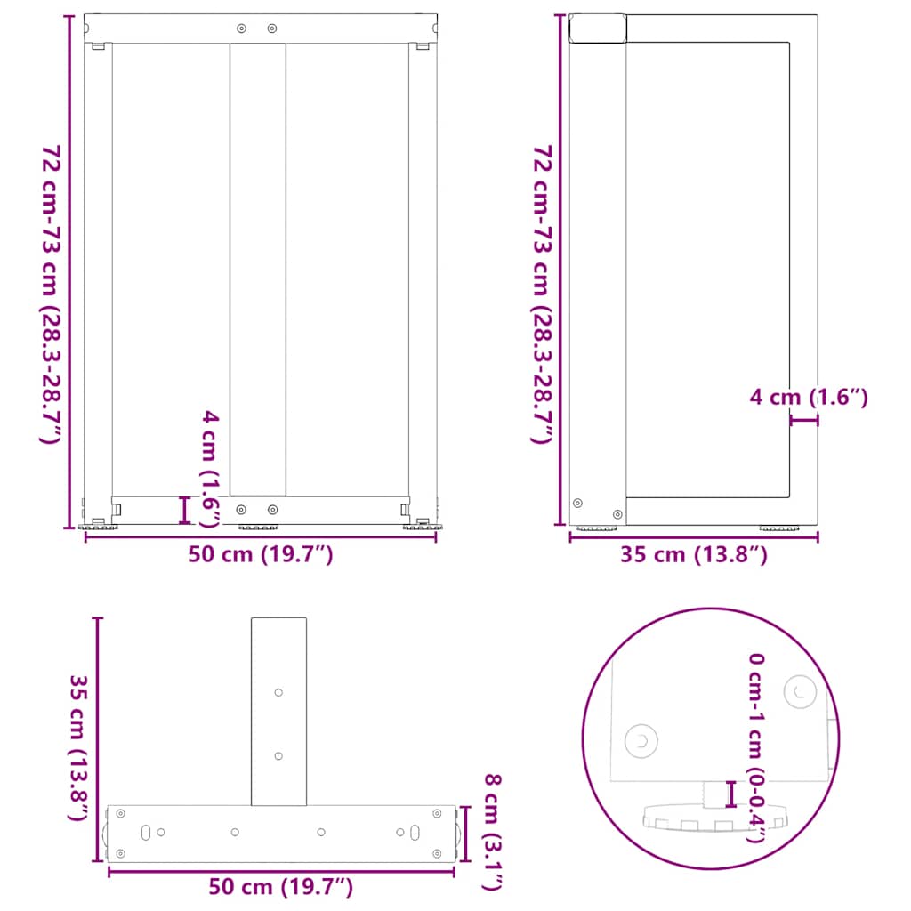 Noge za blagovaonski stol T-oblika 2 kom antracit 50x35x(72-73) cm čelik