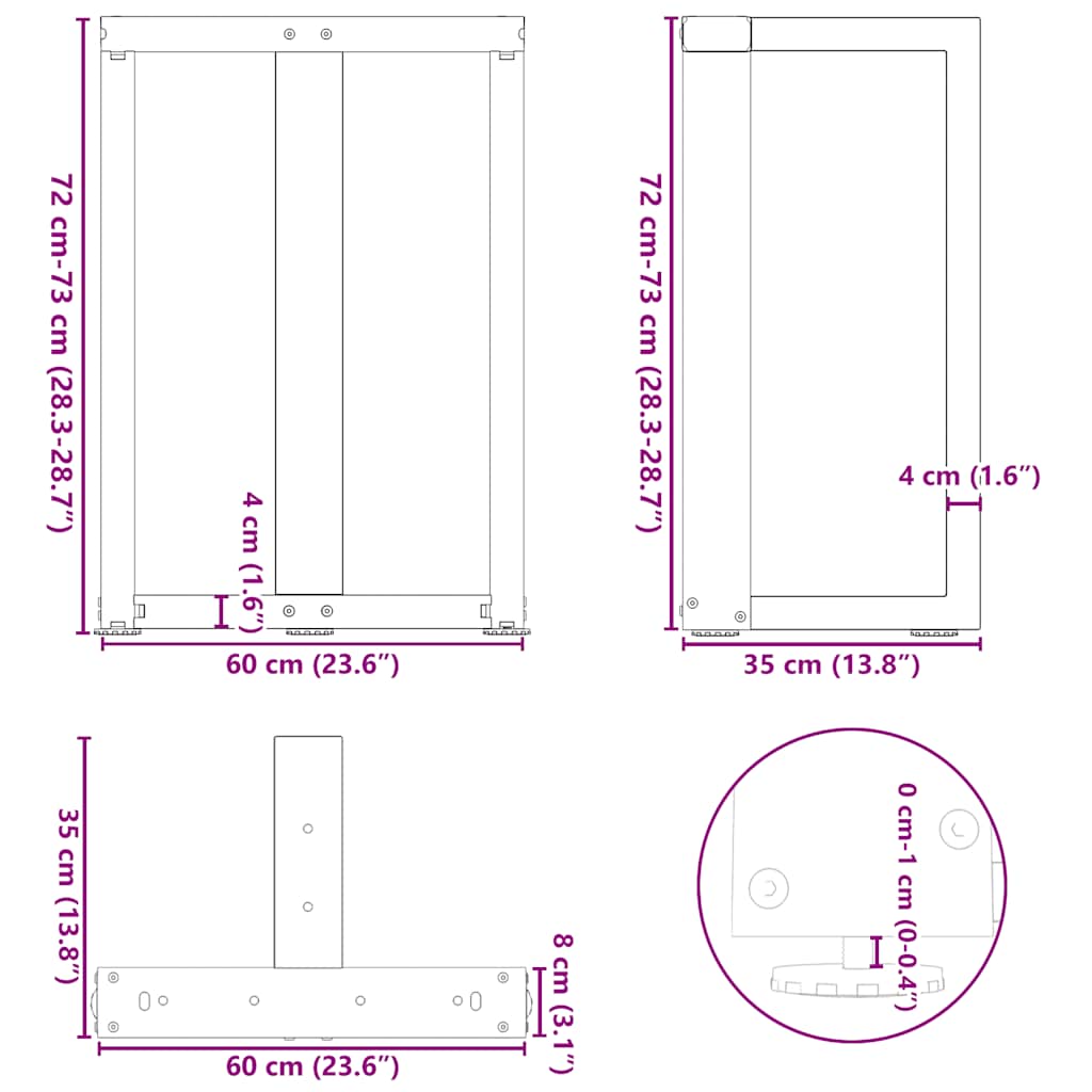 Noge za blagovaonski stol T-oblika 2 kom antracit 60x35x(72-73) cm čelik