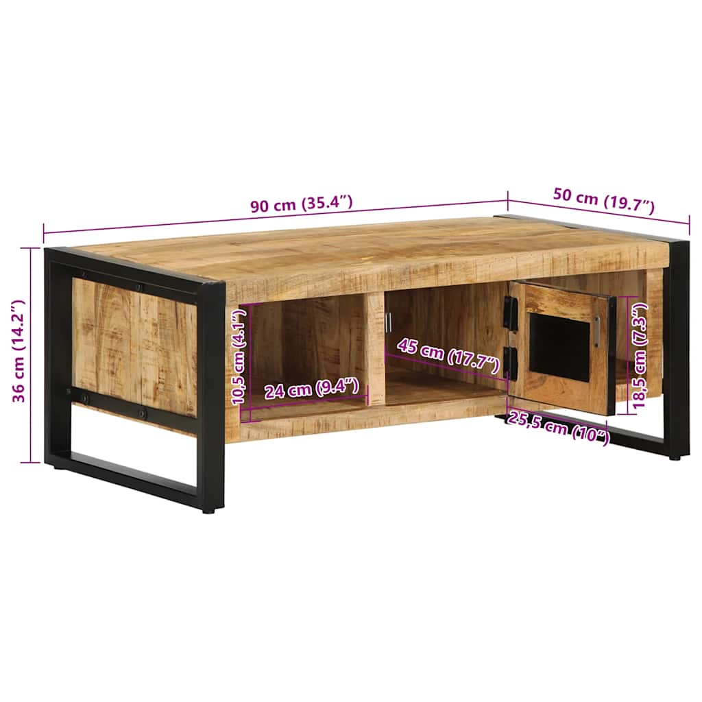Stol za kavu 90x50x36 cm Puno grubo drvo Mango