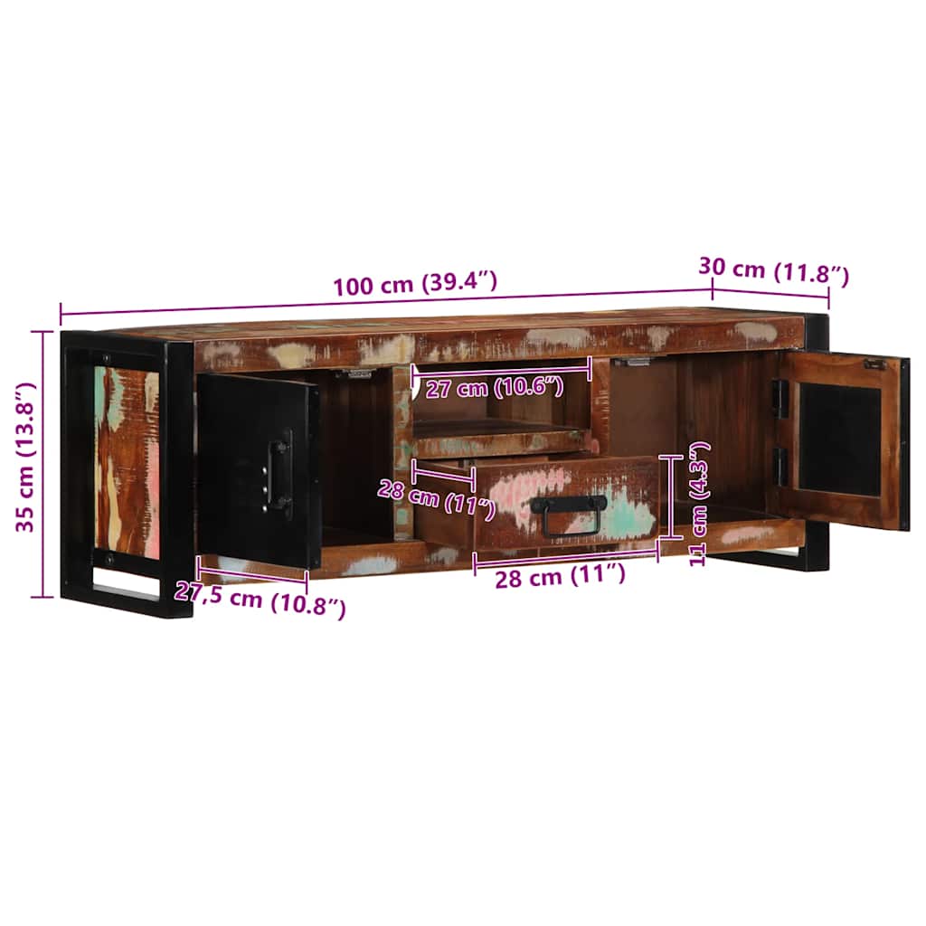 TV ormarić 100x30x35 cm Obrađeno puno drvo