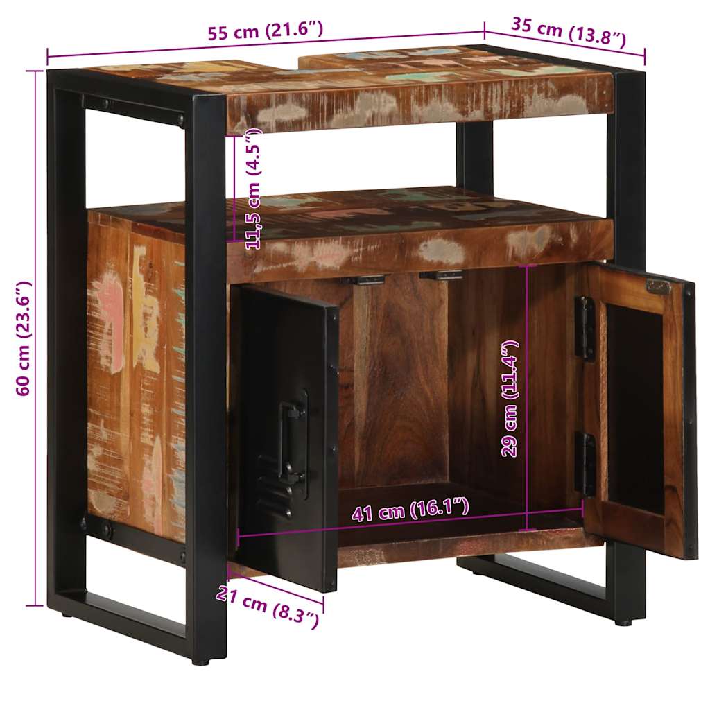 Kupaonski ormarić za umivaonik 55x35x60 cm Obrađeno puno drvo