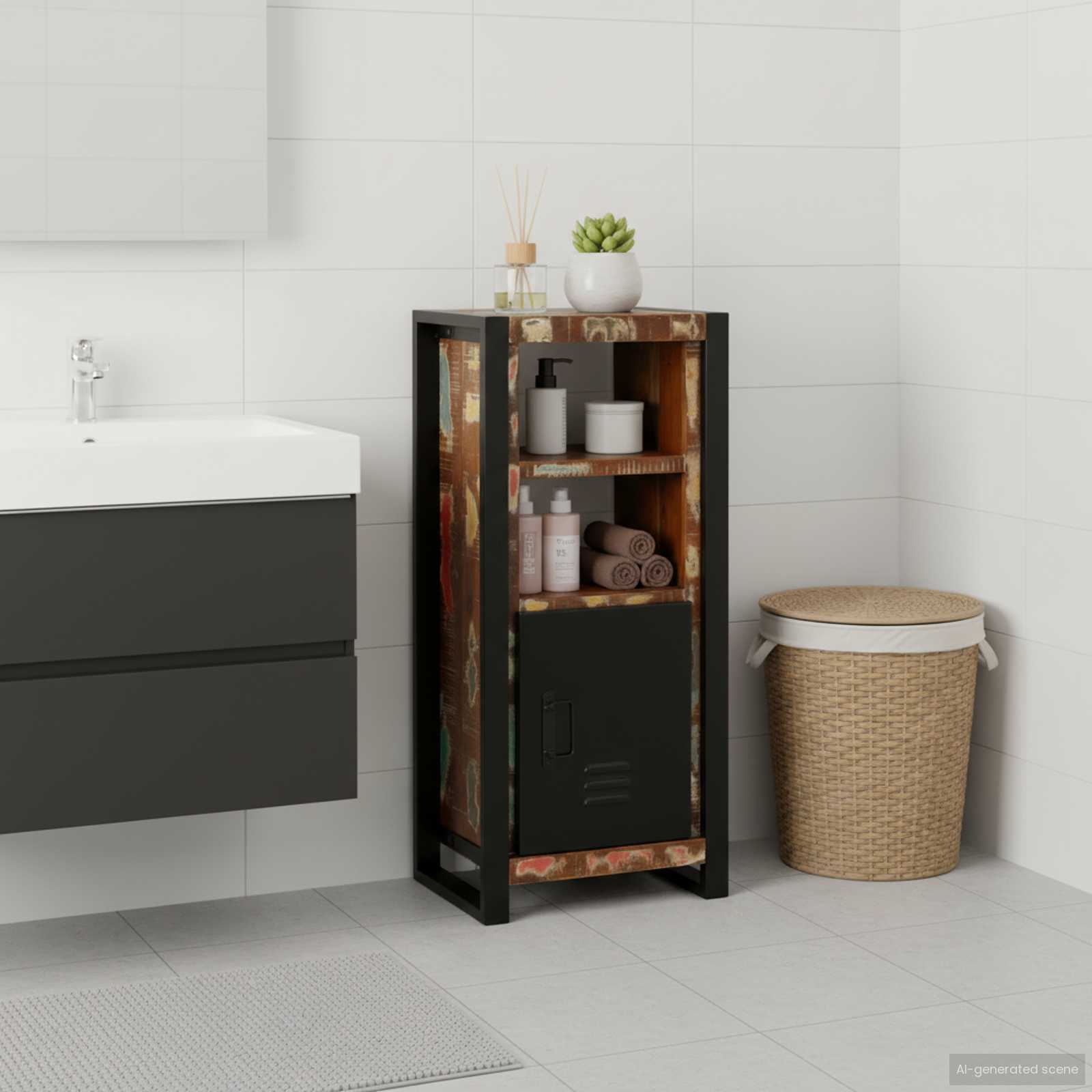 Kupaonski ormar Smeđa 40 x 30 x 90 cm Čvrsto drvo iz reciklaže