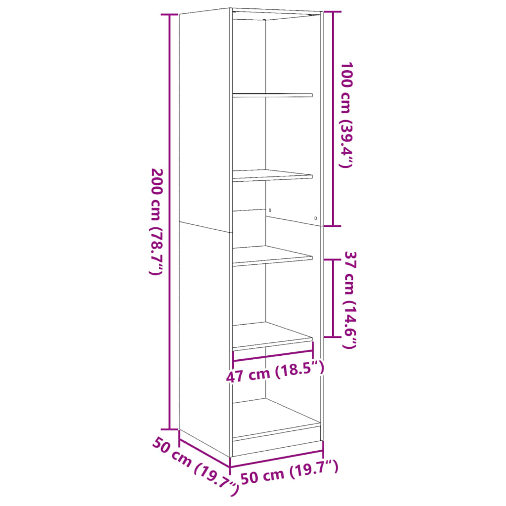 Ormar boja dimljenog hrasta 50x50x200 cm od konstruiranog drva