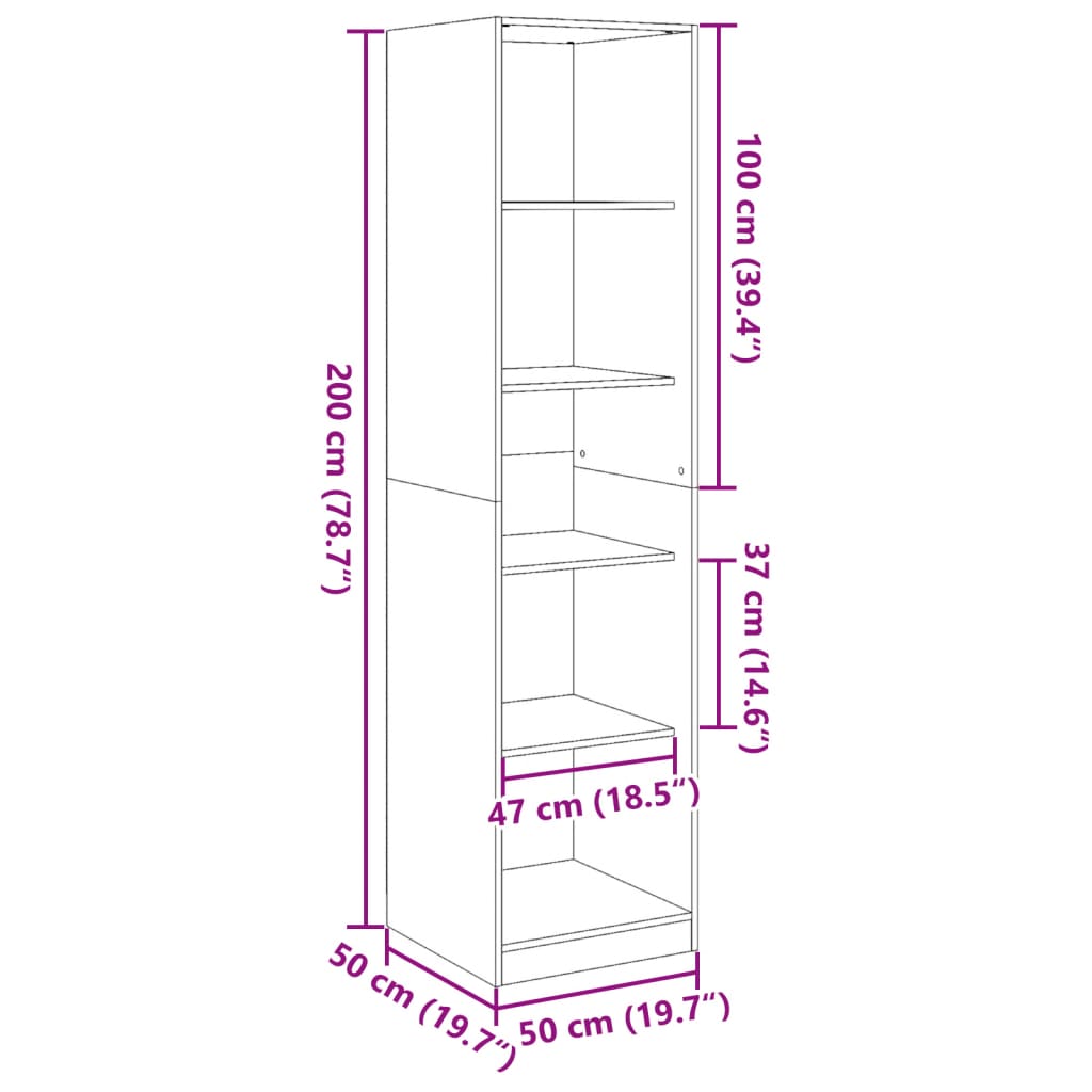 Ormar boja staro drvo 50 x 50 x 200 cm od konstruiranog drva