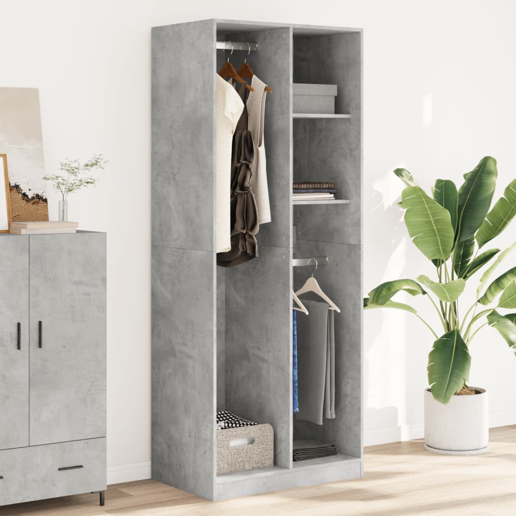 Ormar siva boja betona 80x50x200 cm od konstruiranog drva