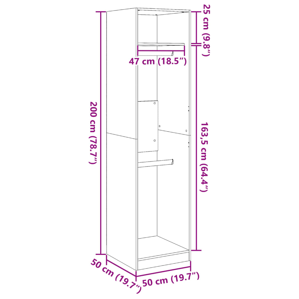 Ormar boja staro drvo 50 x 50 x 200 cm od konstruiranog drva