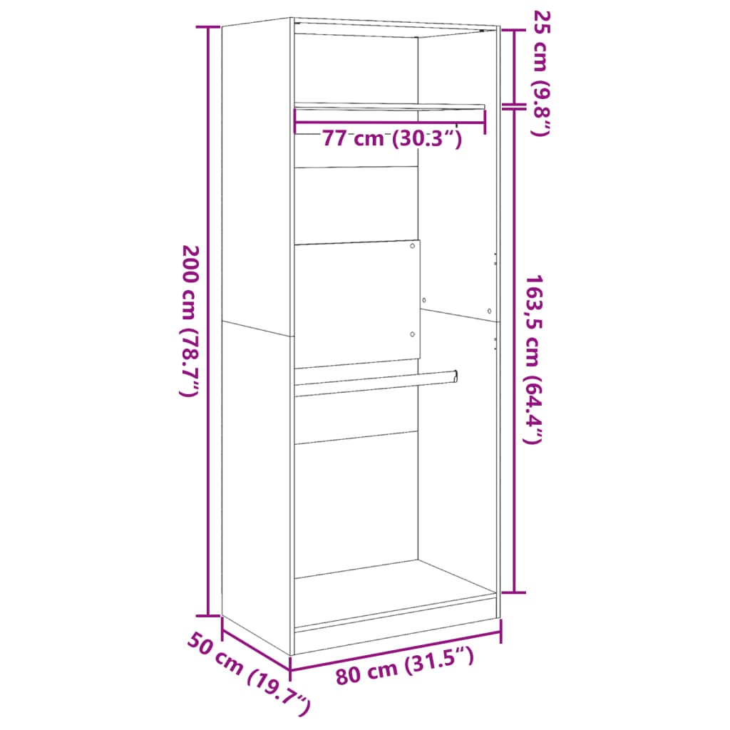 Ormar boja staro drvo 80 x 50 x 200 cm od konstruiranog drva