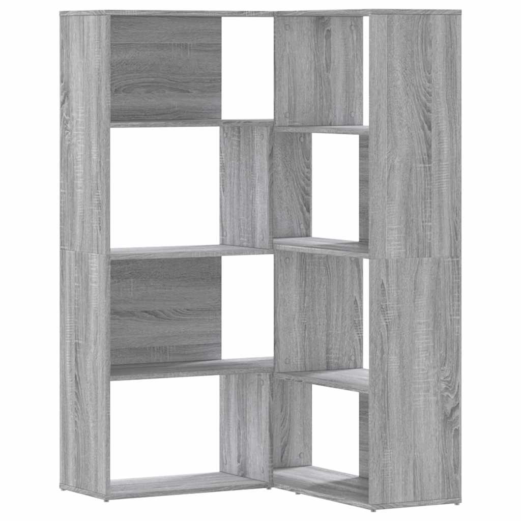 Kutni regal z knjige 4 razine artisian hrast 85x85x140cm drveni