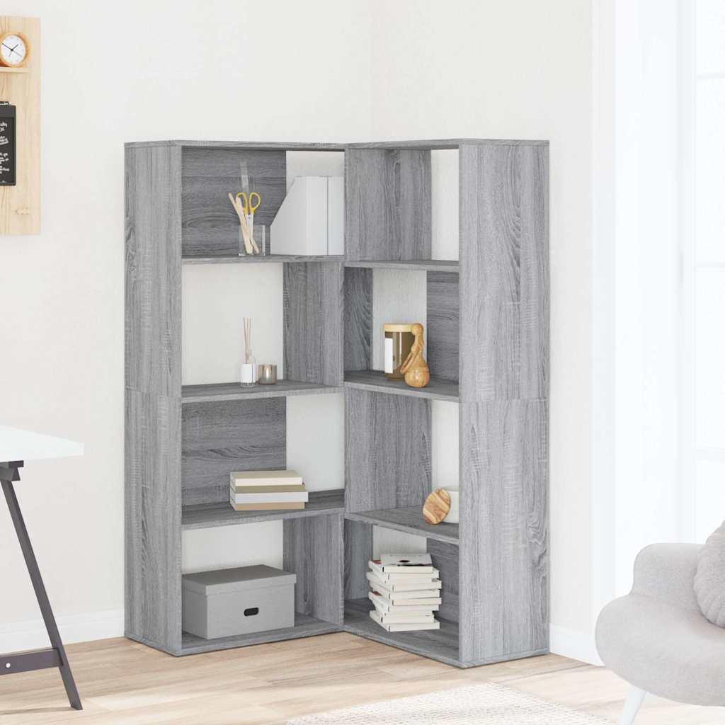 Kutni regal z knjige 4 razine artisian hrast 85x85x140cm drveni