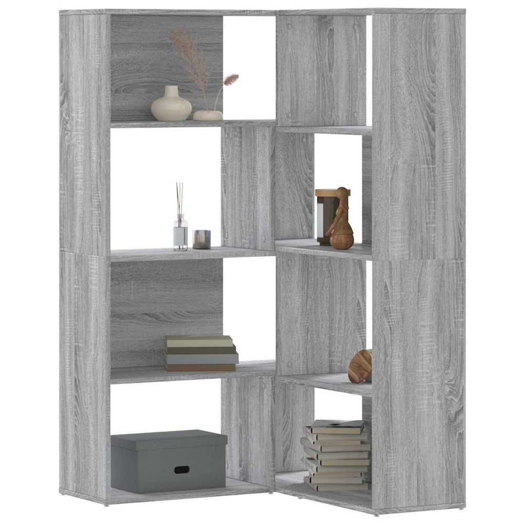 Kutni regal z knjige 4 razine artisian hrast 85x85x140cm drveni