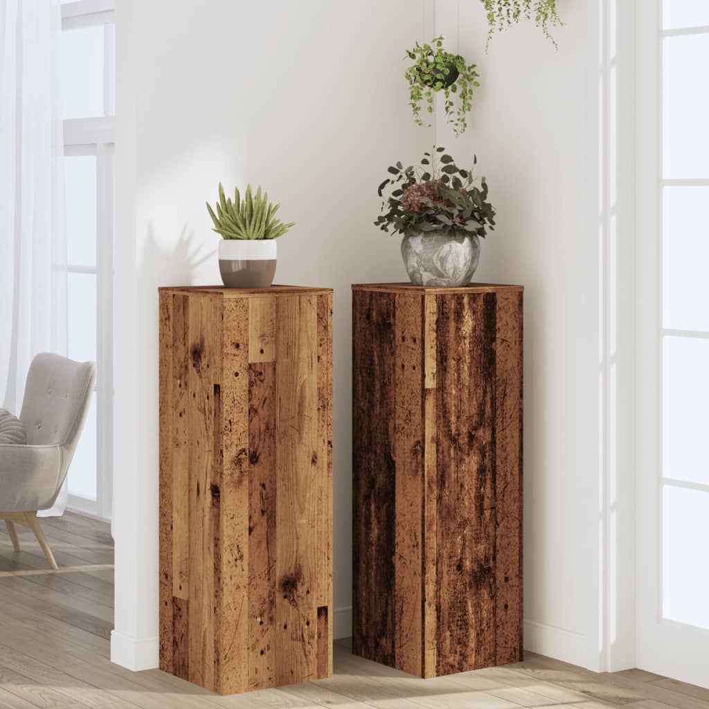 Stalci za biljke 2 kom boja staro drvo 33x33x100 cm drveni