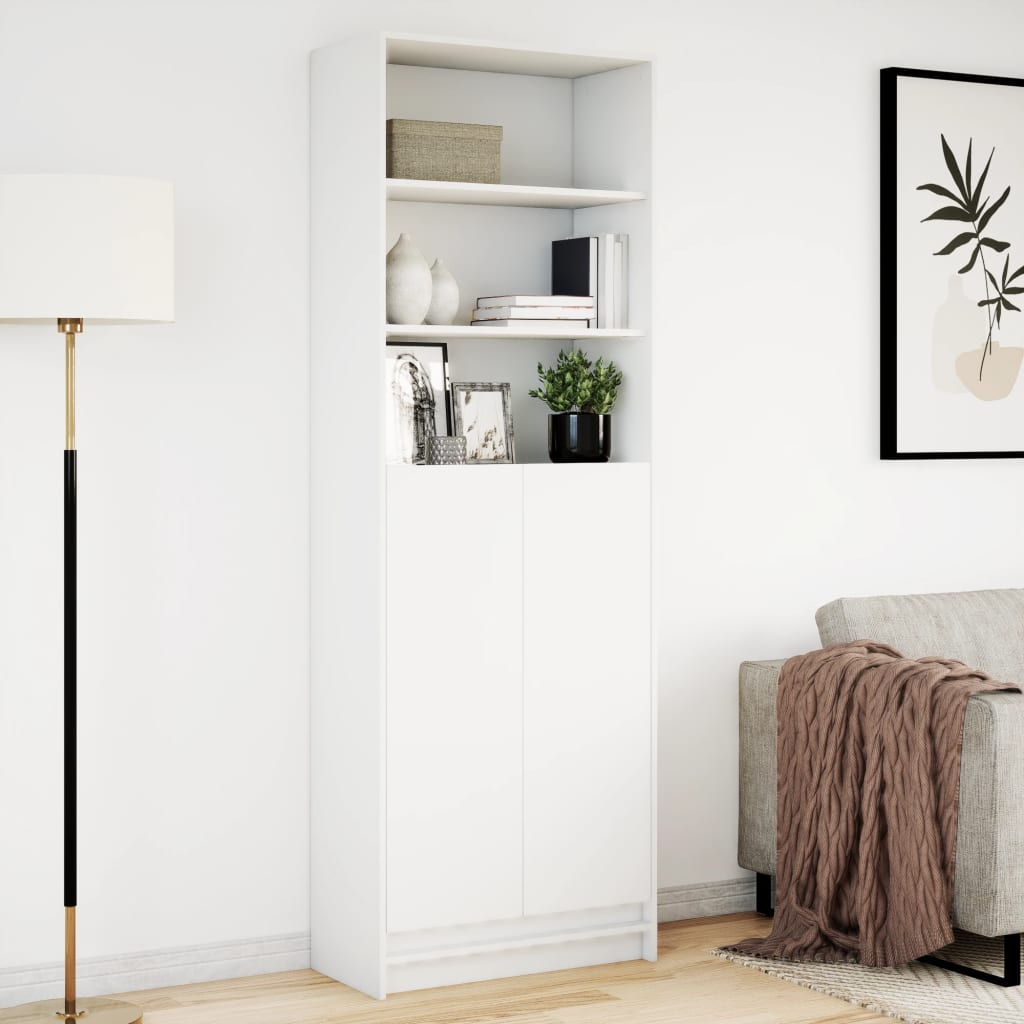 Visoka komoda LED bijela 69x32,5x200 cm konstruirano drvo