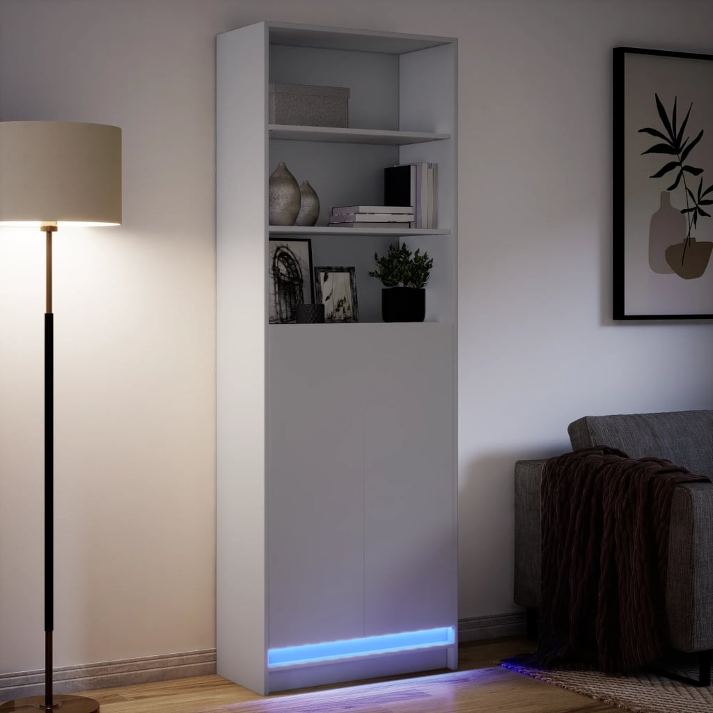 Visoka komoda LED bijela 69x32,5x200 cm konstruirano drvo
