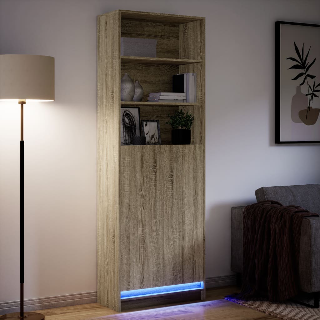 Visoka komoda LED boja hrasta 69x32,5x200 cm konstruirano drvo