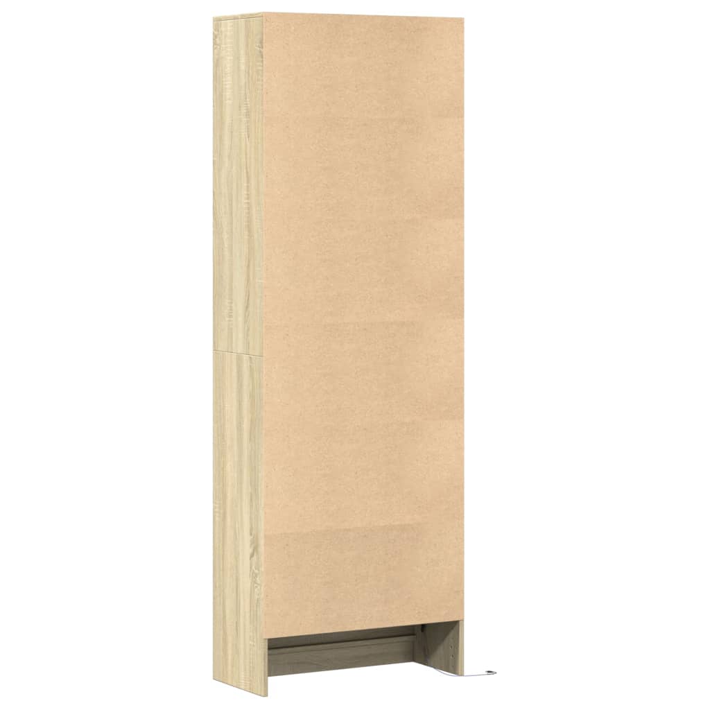Visoka komoda LED boja hrasta 69x32,5x200 cm konstruirano drvo