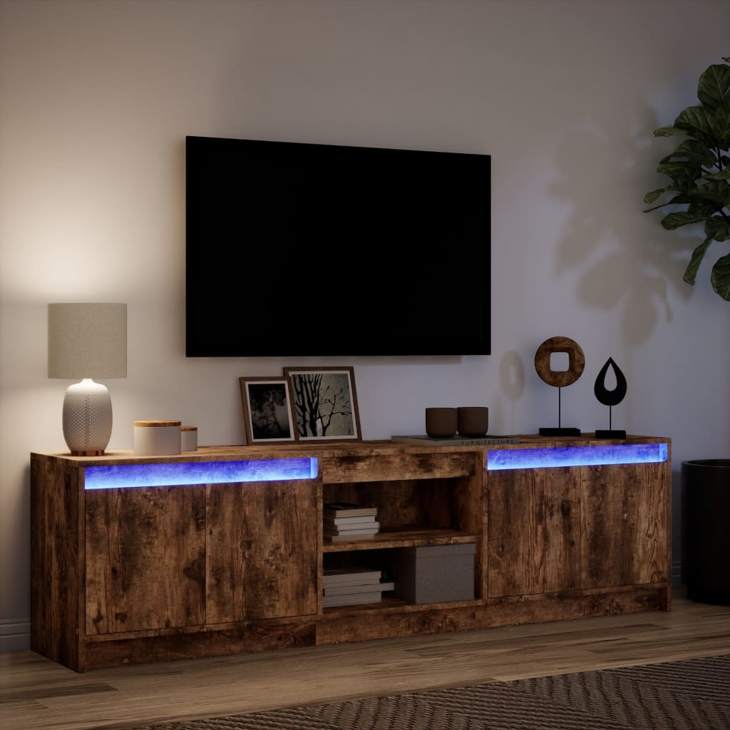 TV ormarić s LED svjetlima boja hrasta 180x34x50 cm drveni