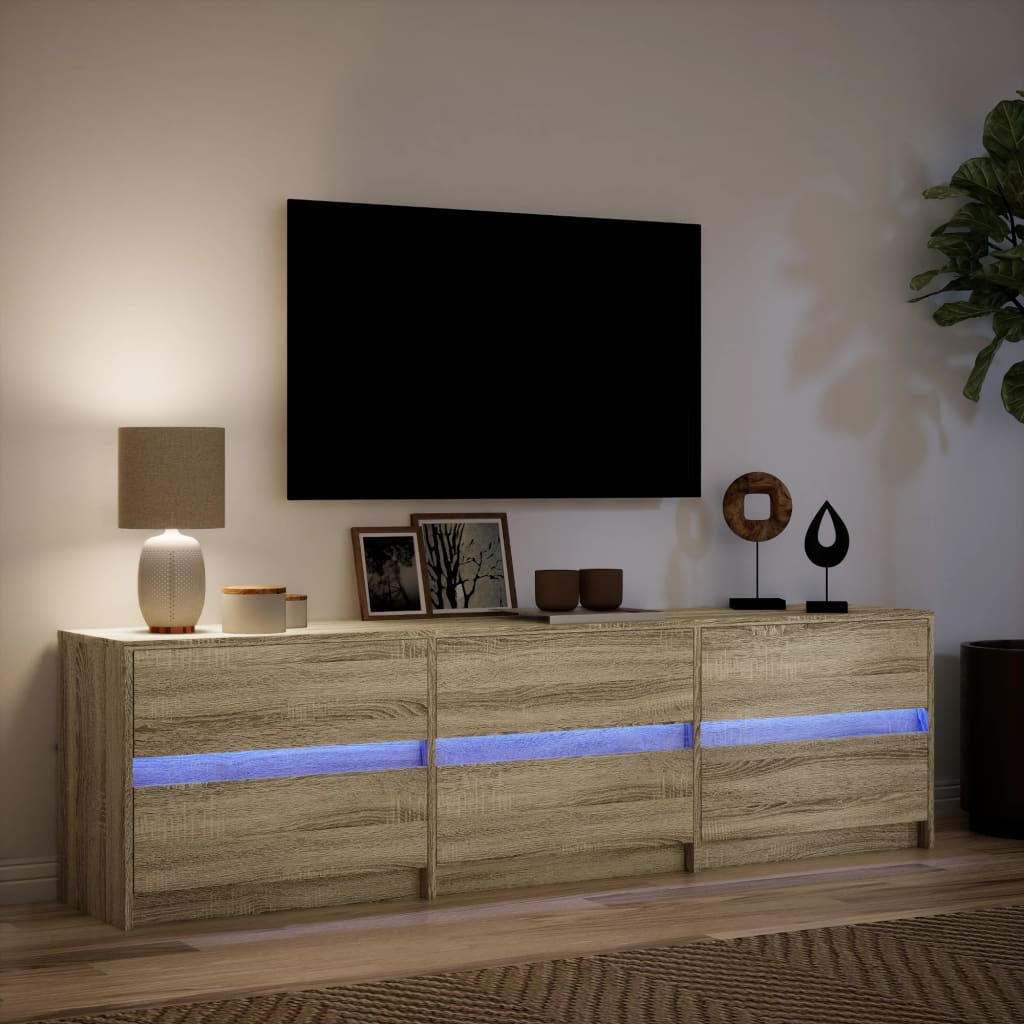 TV ormarić s LED svjetlima boja hrasta 180x34x50 cm drveni