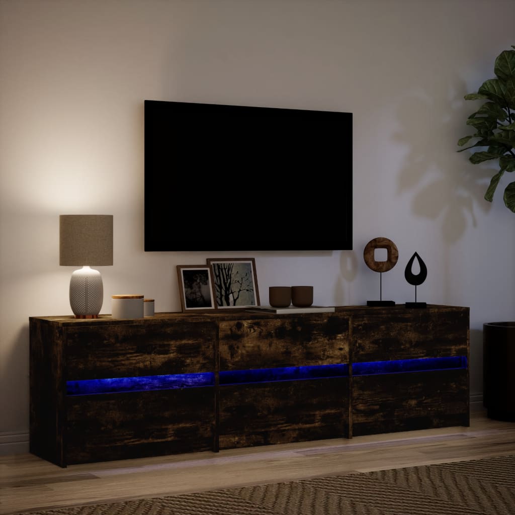 TV ormarić s LED svjetlima boja hrasta 180x34x50 cm drveni