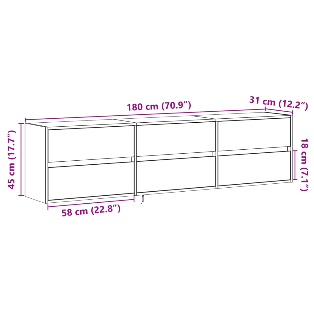 Zidni TV ormarić LED boja hrasta sonome 180x31x45 cm