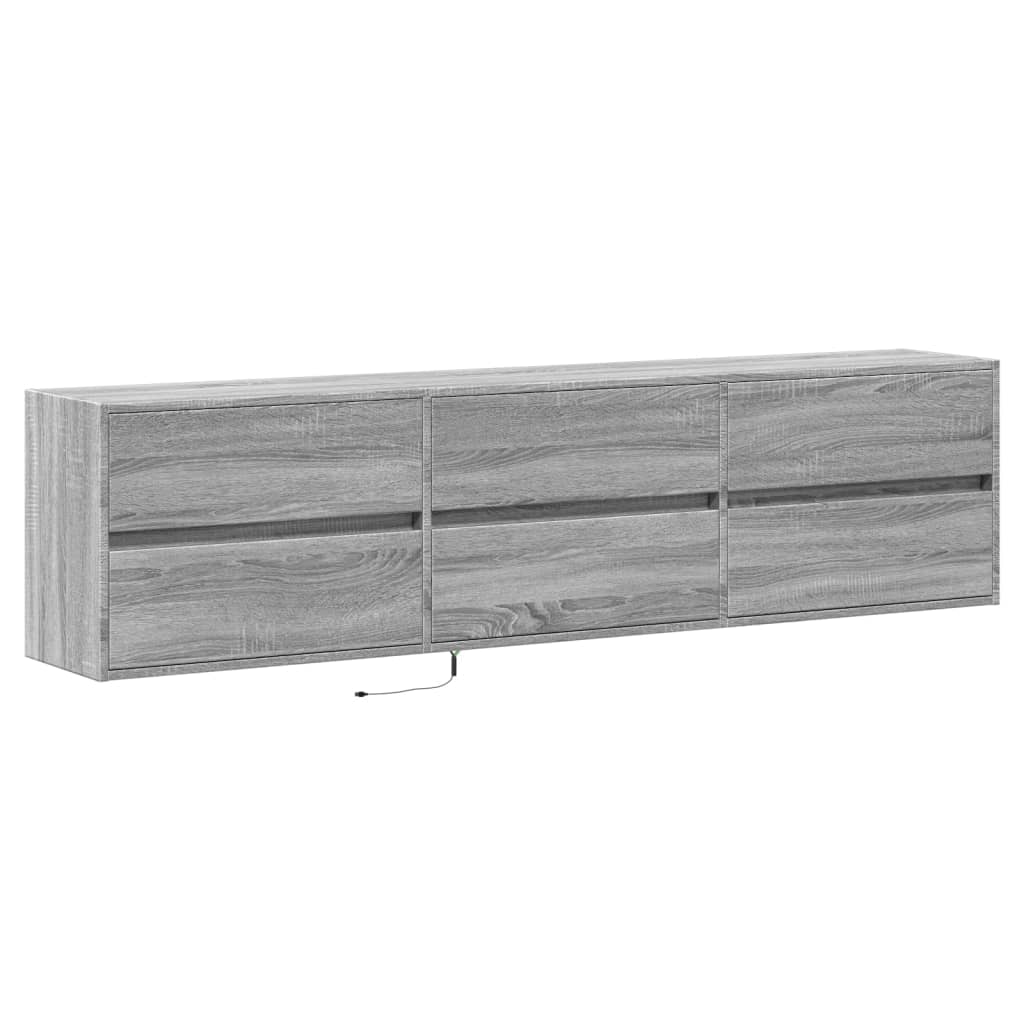 Zidni TV ormarić s LED svjetlima siva boja hrasta 180x31x45 cm