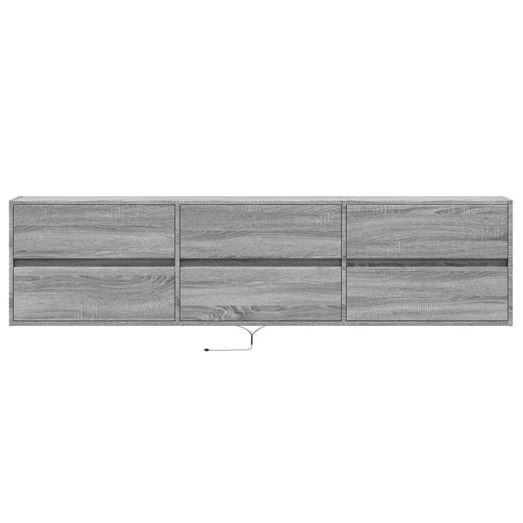Zidni TV ormarić s LED svjetlima siva boja hrasta 180x31x45 cm