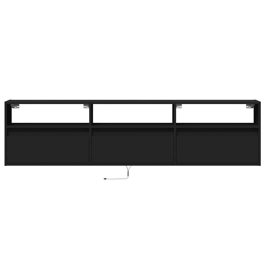 Zidni TV ormarić s LED rasvjetom crni 180x31x45 cm