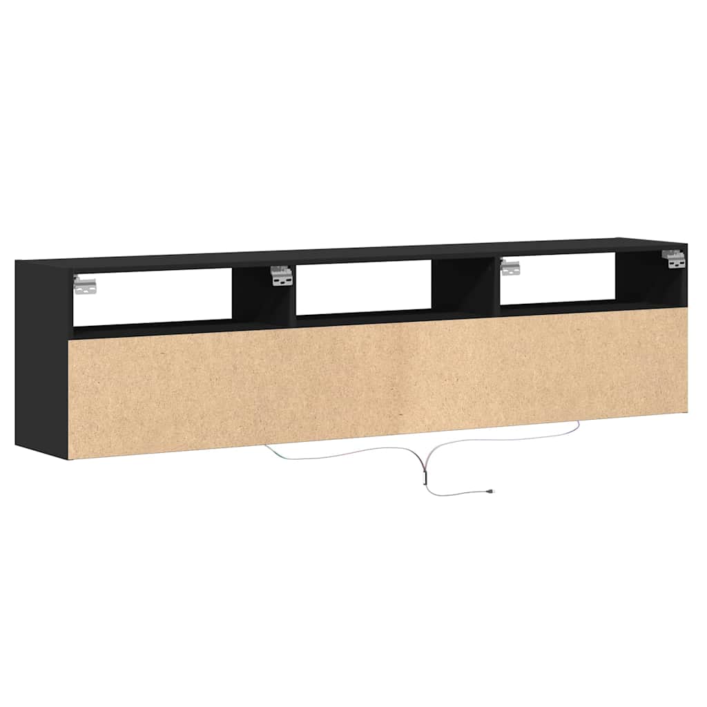Zidni TV ormarić s LED rasvjetom crni 180x31x45 cm