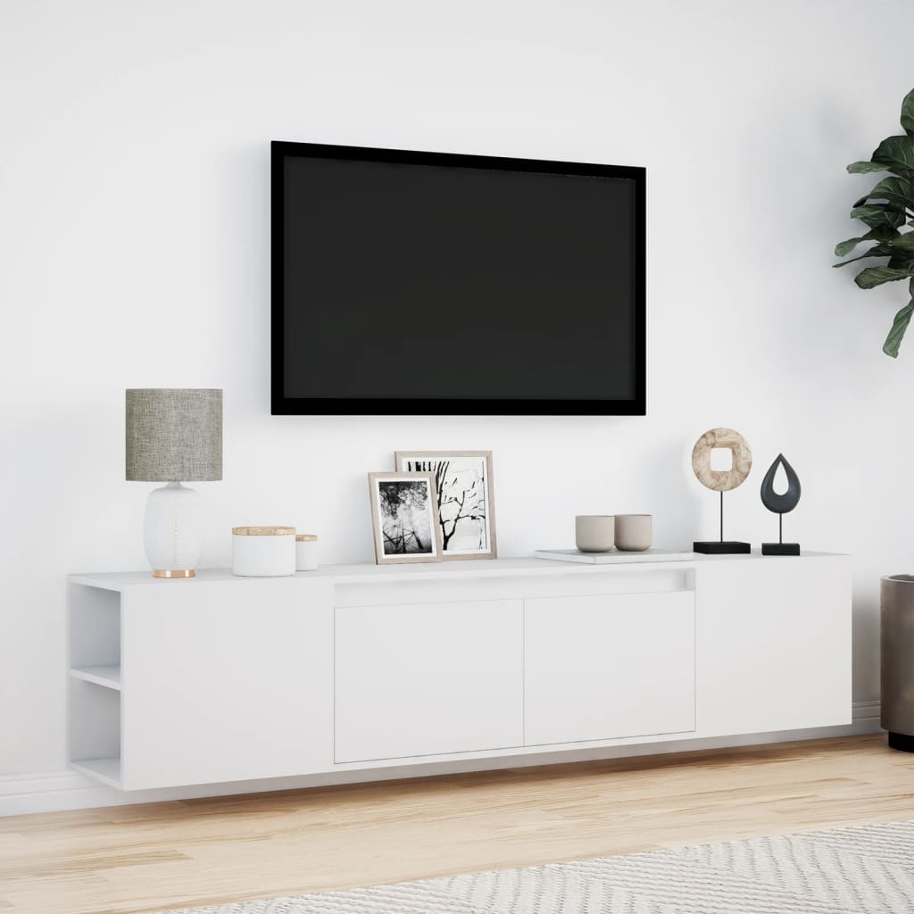 Zidni TV ormarić s LED svjetlima bijeli 180 x 31 x 39,5 cm