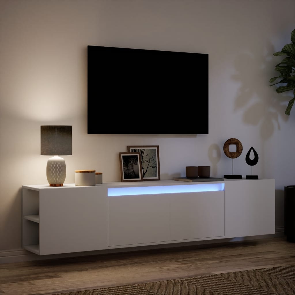 Zidni TV ormarić s LED svjetlima bijeli 180 x 31 x 39,5 cm