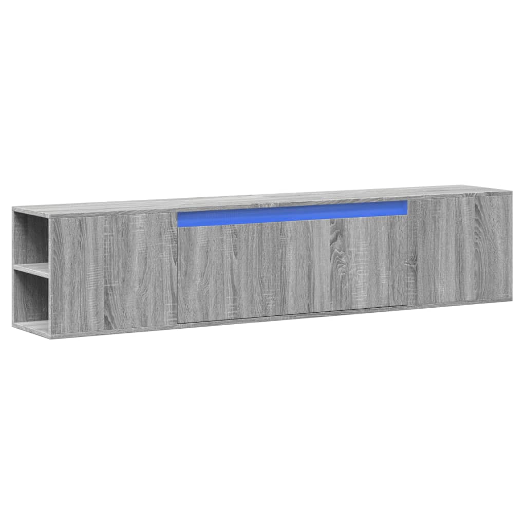Zidni TV ormarić s LED svjetlima siva boja hrasta 180x31x39,5cm
