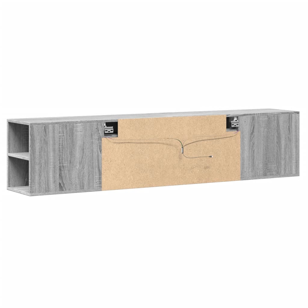 Zidni TV ormarić s LED svjetlima siva boja hrasta 180x31x39,5cm