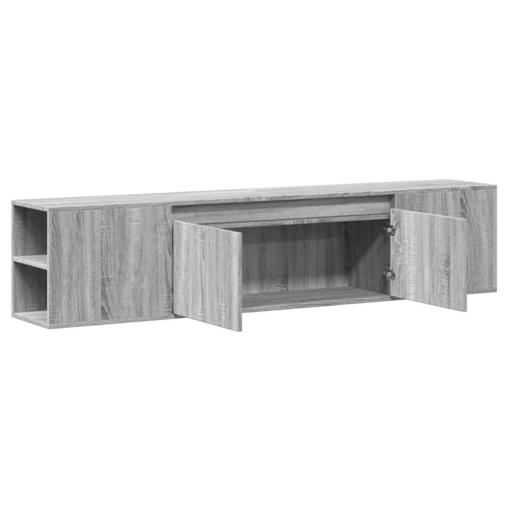 Zidni TV ormarić s LED svjetlima siva boja hrasta 180x31x39,5cm
