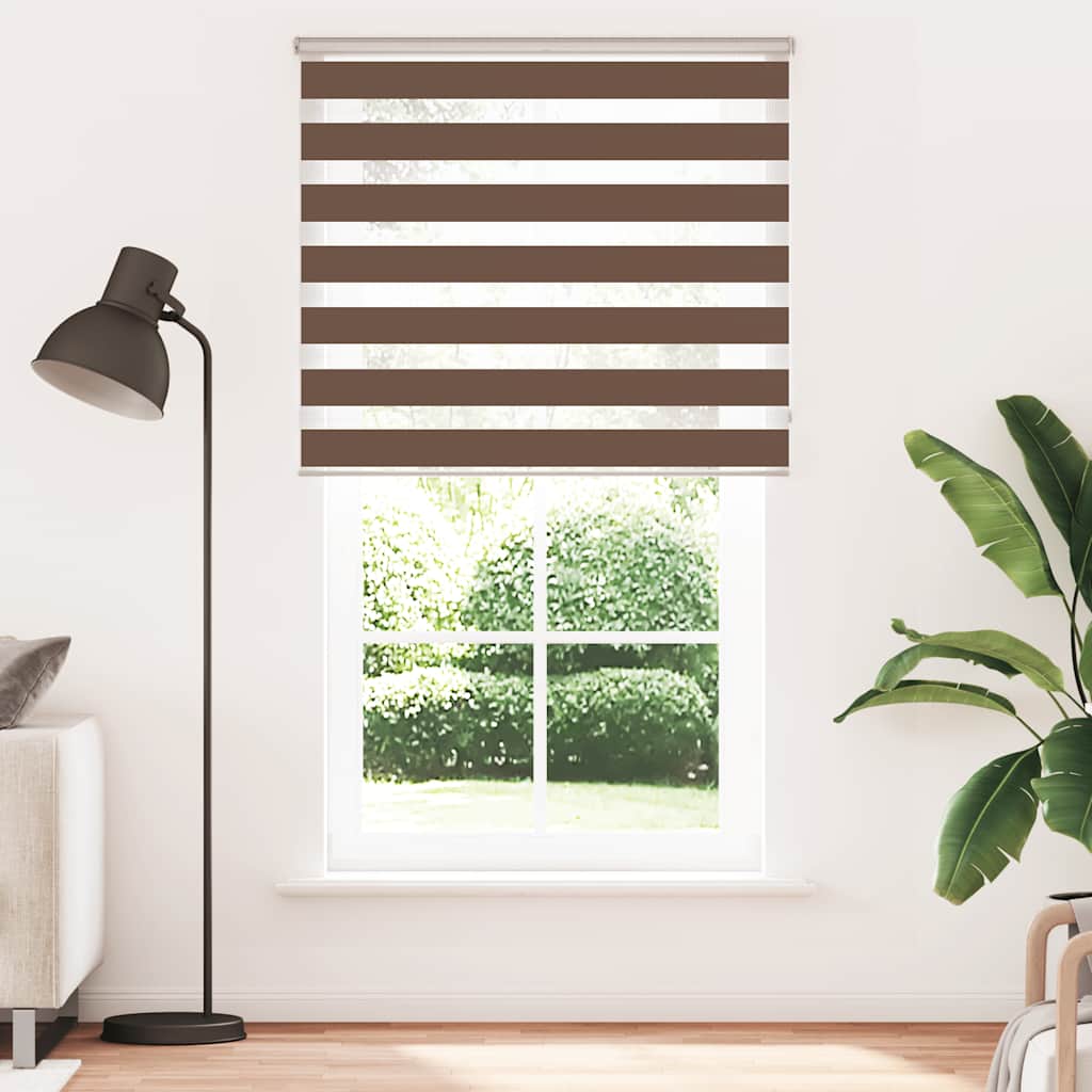 Zebra zavjesa Smeđa 130x200 cm Širina tkanine 125,9 cm Poliester