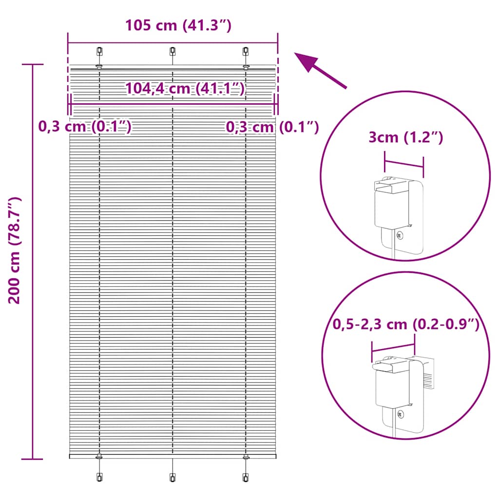 Plisirana zavjesa krem boje 105x200 cm Širina tkanine 104,4 cm Poliester