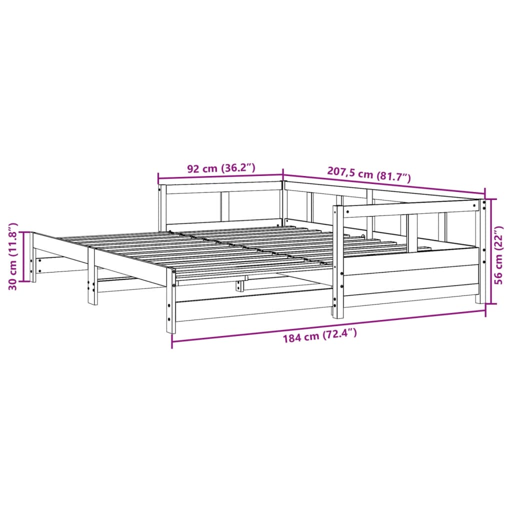 Dnevni krevet bez madraca voštano smeđi 90 x 200 cm od borovine