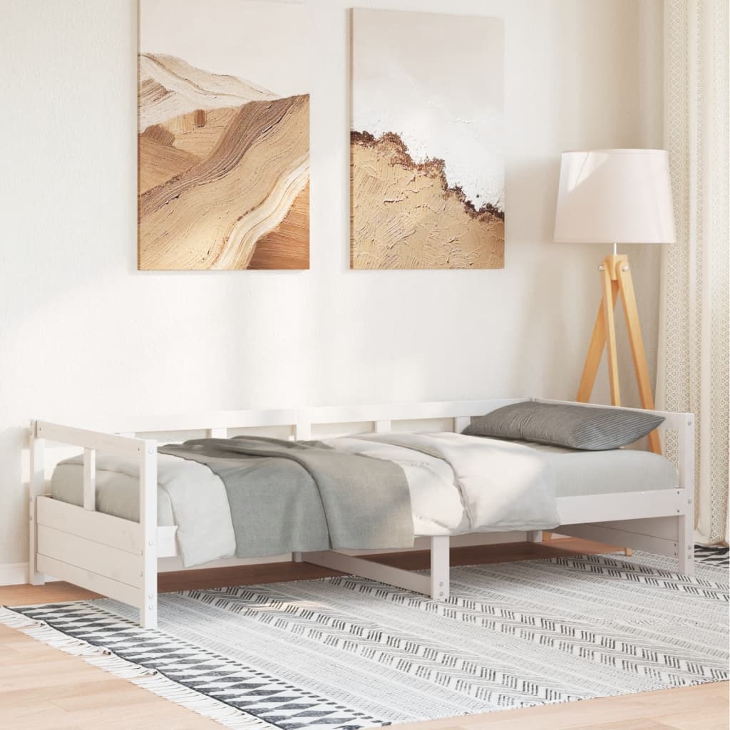 Dnevni krevet bez madraca bijeli 80 x 200 cm masivna borovina