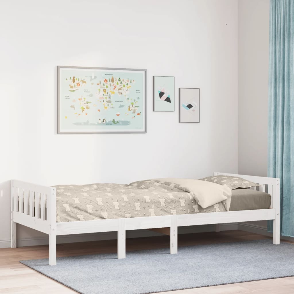 Dječji krevet bez madraca bijeli 90x190 cm od masivne borovine