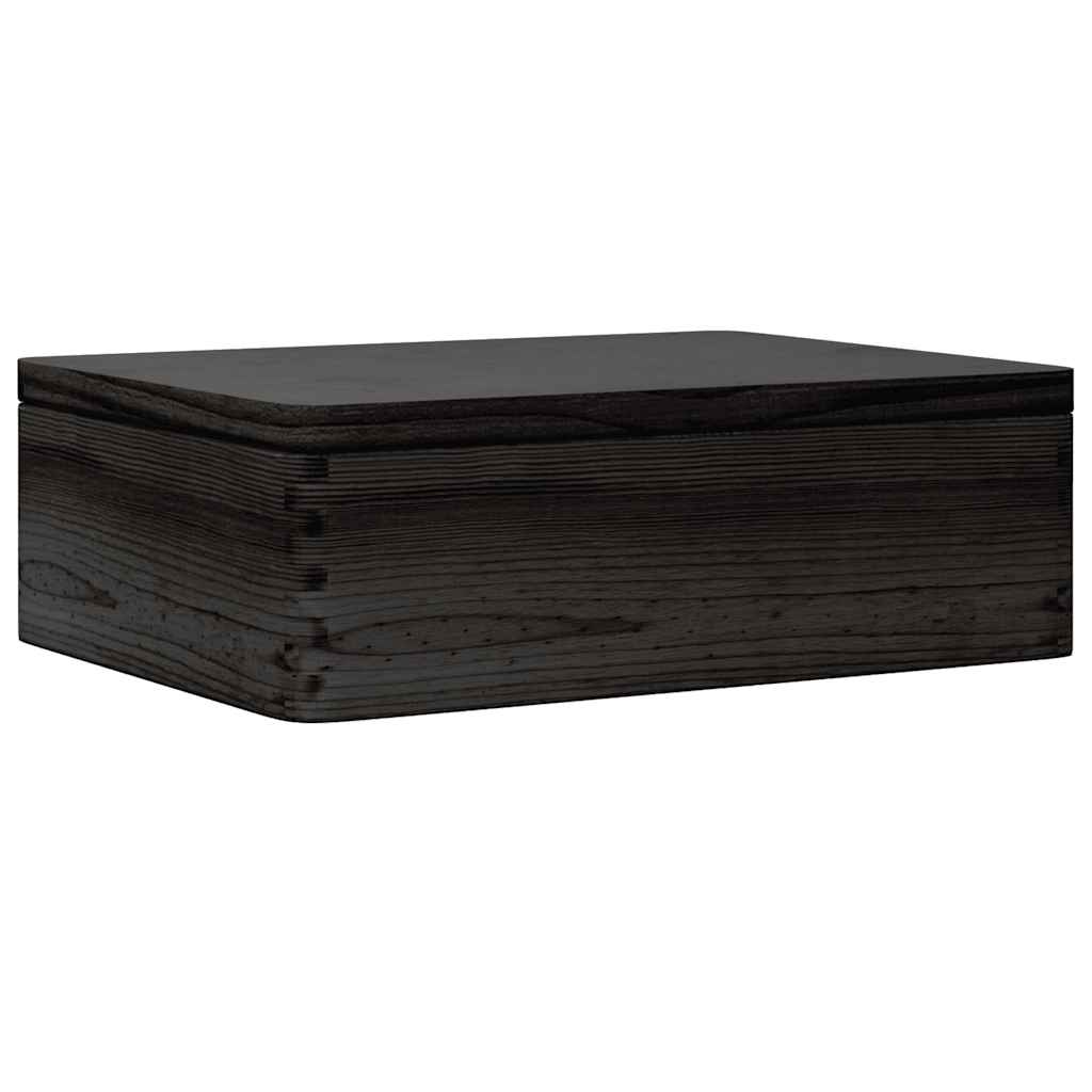Drvena kutija s poklopcem crna 40x30x13 cm puno drvo bor