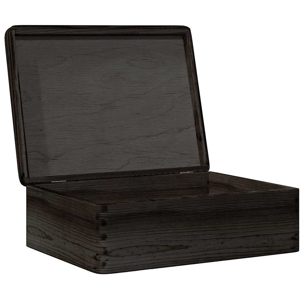 Drvena kutija s poklopcem crna 40x30x13 cm puno drvo bor