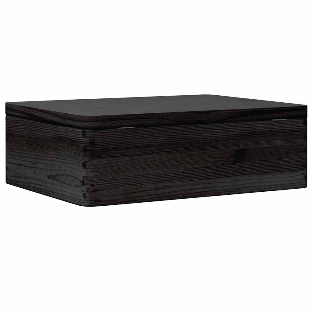 Drvena kutija s poklopcem crna 40x30x13 cm puno drvo bor
