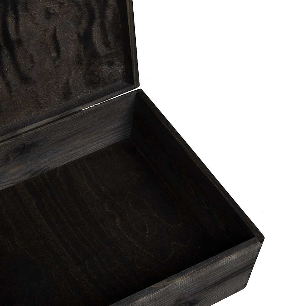 Drvena kutija s poklopcem crna 40x30x13 cm puno drvo bor