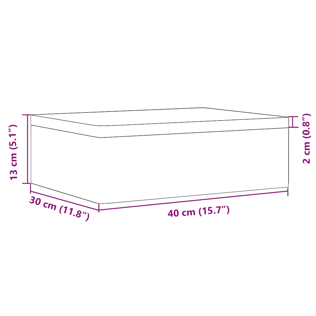Drvena kutija s poklopcem crna 40x30x13 cm puno drvo bor