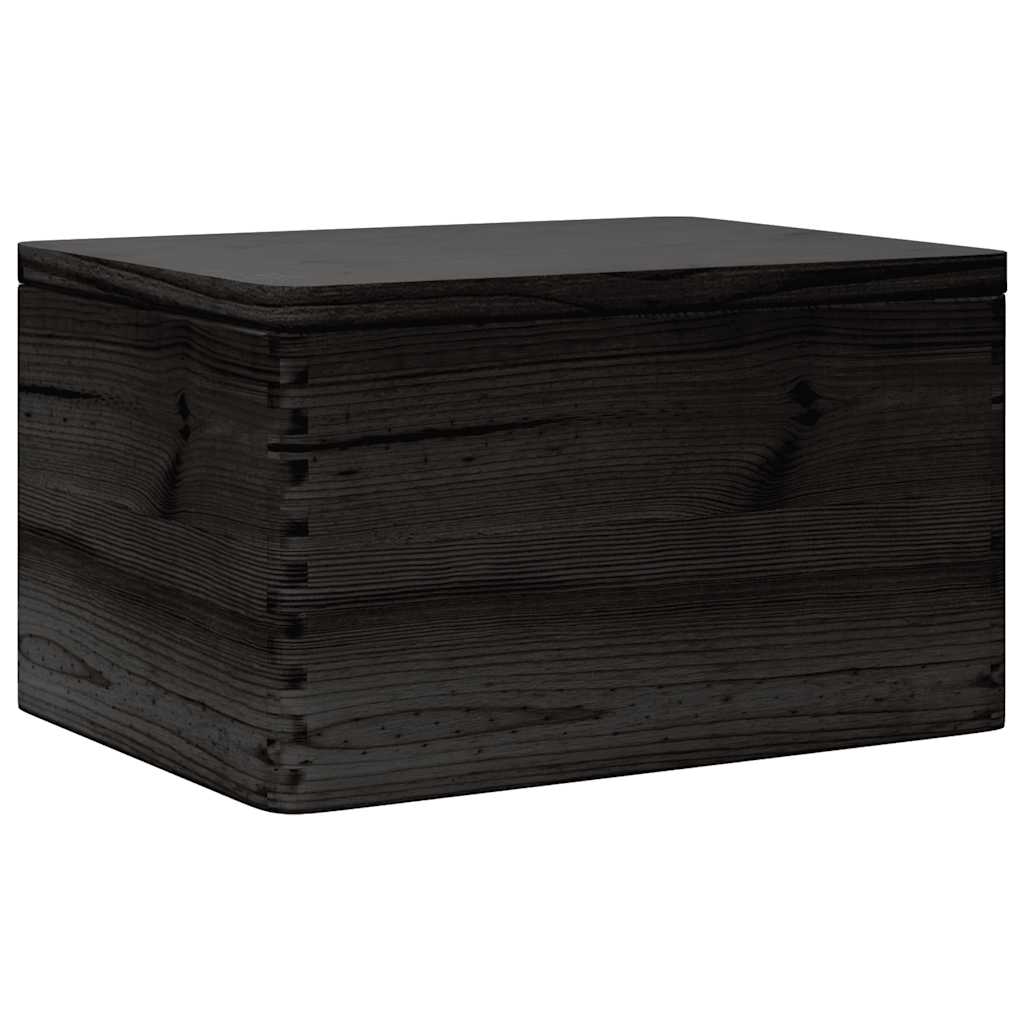 Drvena kutija s poklopcem crna 40x30x23 cm puno drvo bor