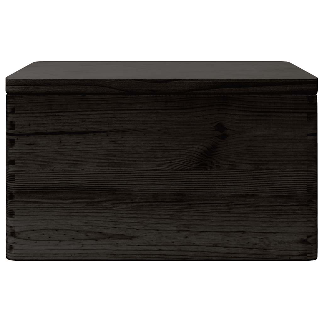 Drvena kutija s poklopcem crna 40x30x23 cm puno drvo bor
