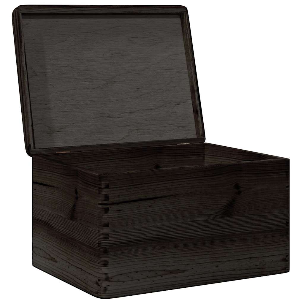 Drvena kutija s poklopcem crna 40x30x23 cm puno drvo bor