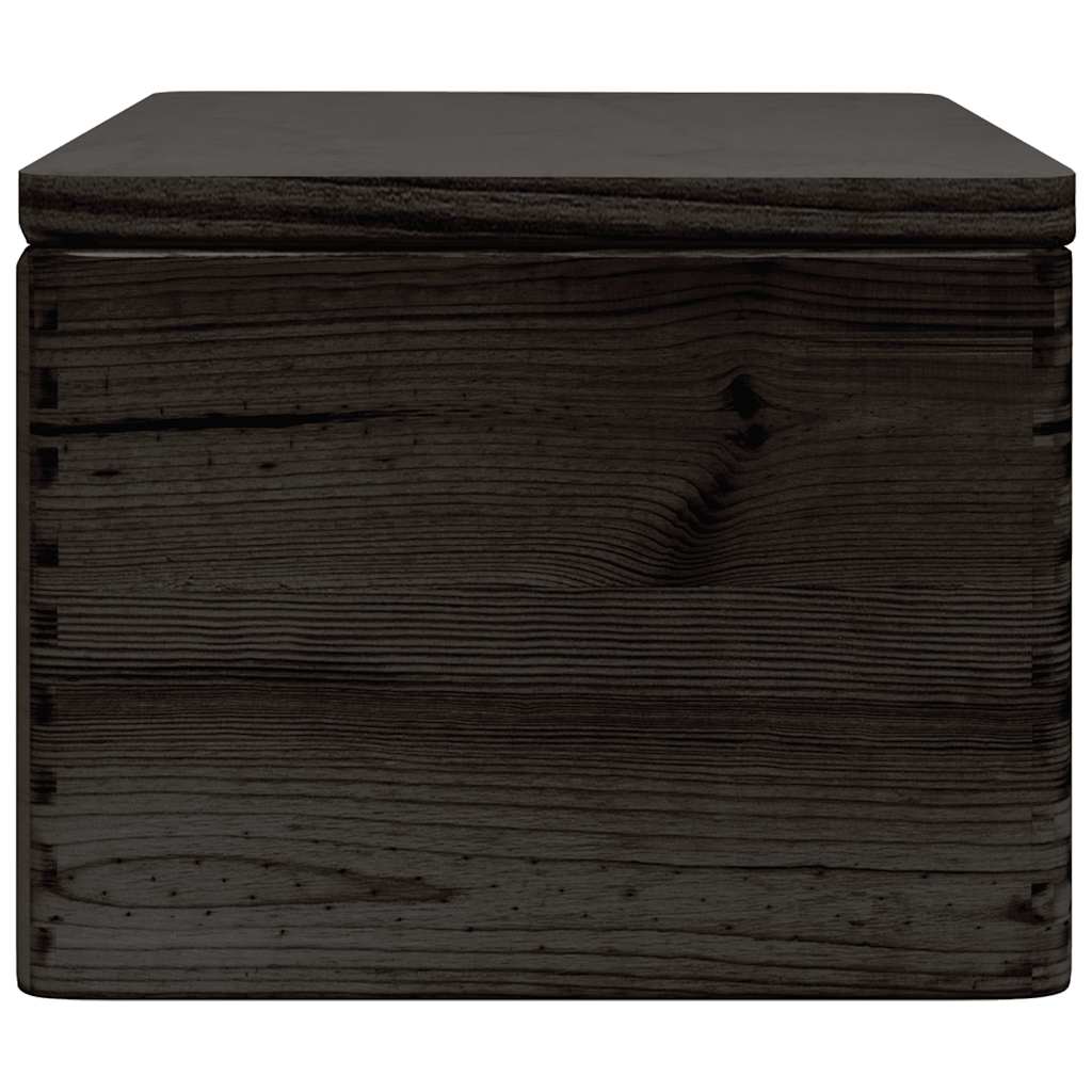 Drvena kutija s poklopcem crna 40x30x23 cm puno drvo bor