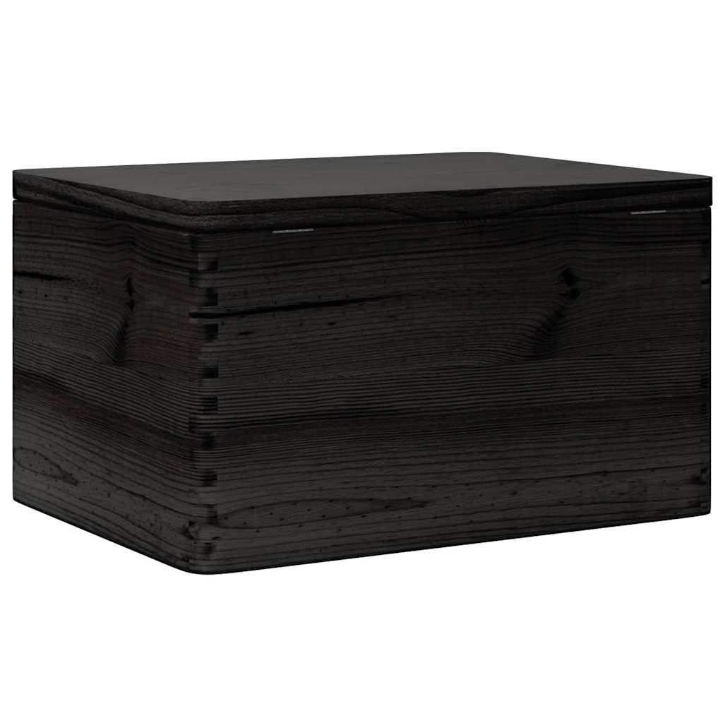 Drvena kutija s poklopcem crna 40x30x23 cm puno drvo bor
