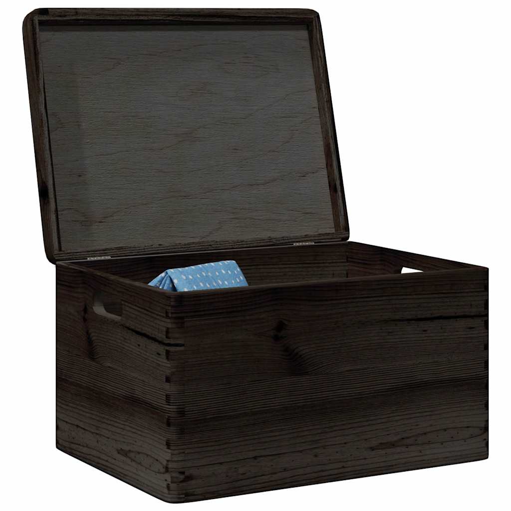 Drvena kutija poklopcem ručkama crna 40x30x23 cm puno drvo bor
