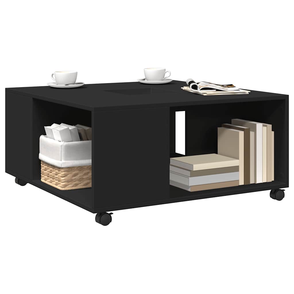 Stolić za kavu crni 80 x 80 x 40 cm od konstruiranog drva