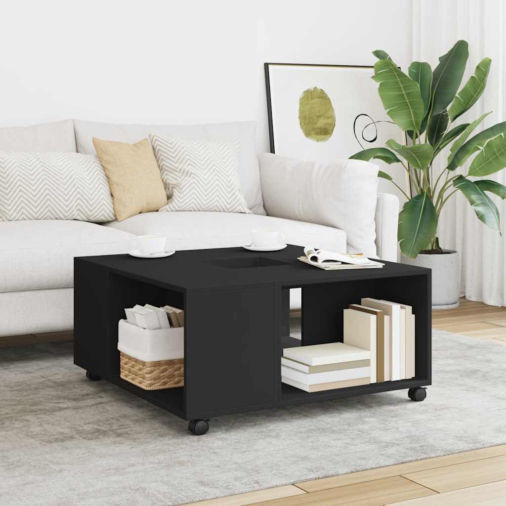 Stolić za kavu crni 80 x 80 x 40 cm od konstruiranog drva